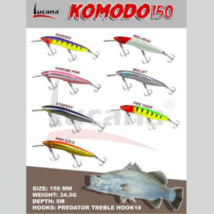 LUCANA KOMODO 150 SINKING MINNOW LURE 150MM 34.5G