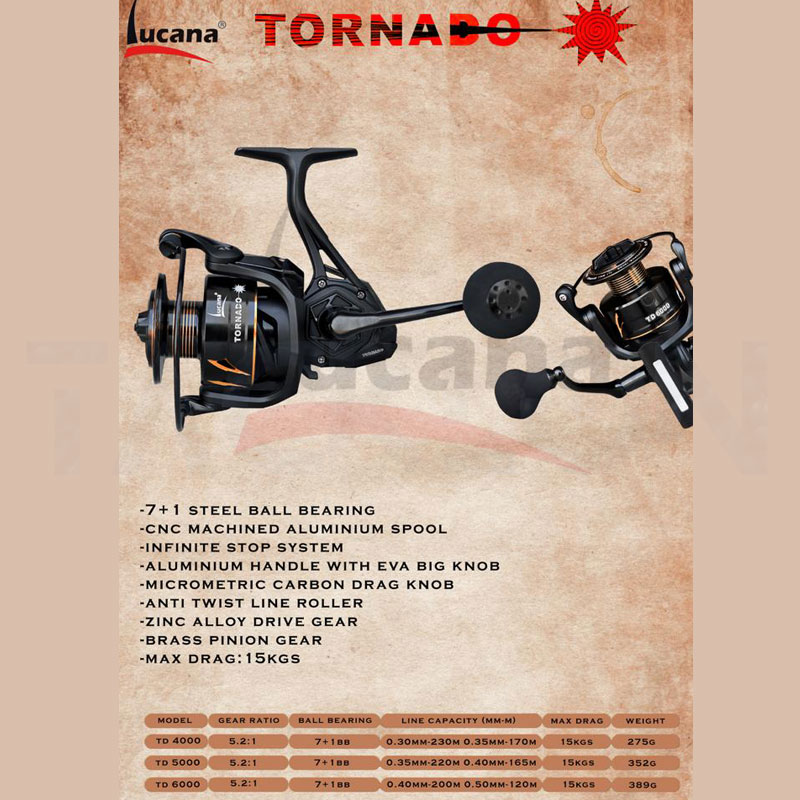 LUCANA TORNADO TD-5000 SPINNING REEL Price in India – Buy LUCANA TORNADO  TD-5000 SPINNING REEL online at