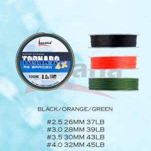 LUCANA TORNADO 8X PE BRAIDED LINE 100M